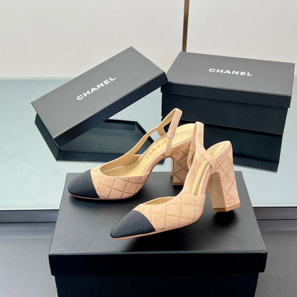 CC SLINGBACK 25S 95 MM IN BEIGE SUEDE AND CRYSTALS