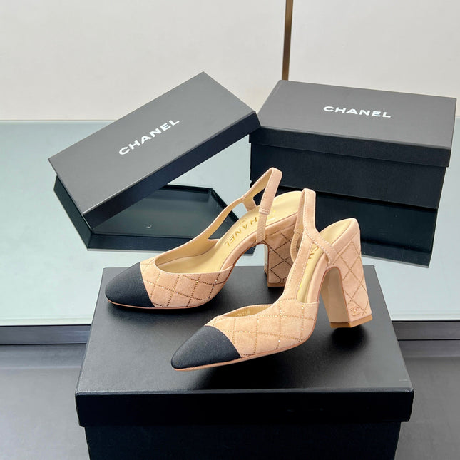 CC SLINGBACK 25S 95 MM IN BEIGE SUEDE AND CRYSTALS