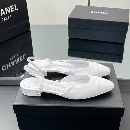 CC SLINGBACK 25S 25 MM IN WHITE GLOSSY LEATHER