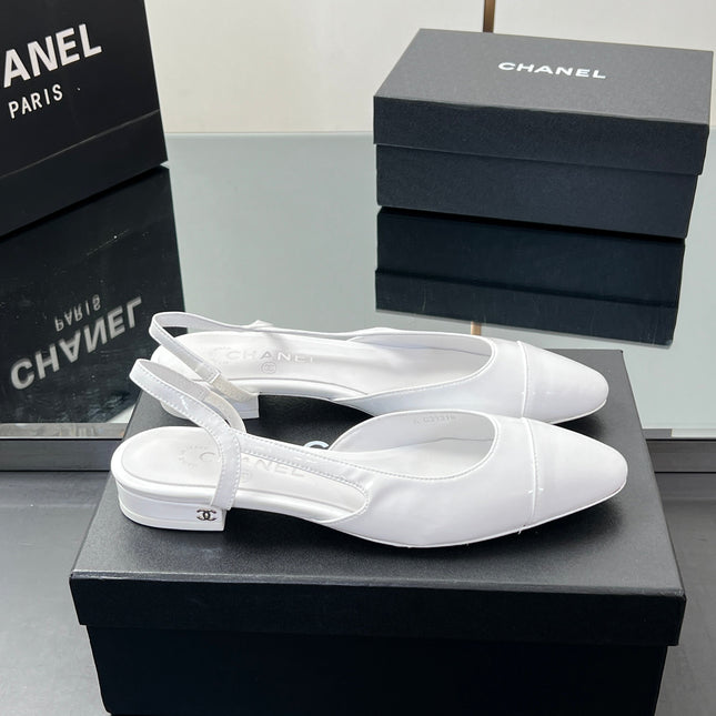 CC SLINGBACK 25S 25 MM IN WHITE GLOSSY LEATHER