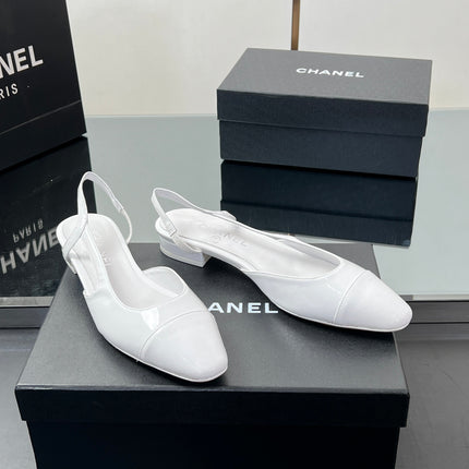 CC SLINGBACK 25S 25 MM IN WHITE GLOSSY LEATHER