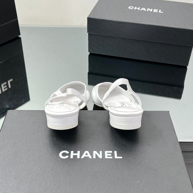 CC SLINGBACK 25S 25 MM IN WHITE GLOSSY LEATHER