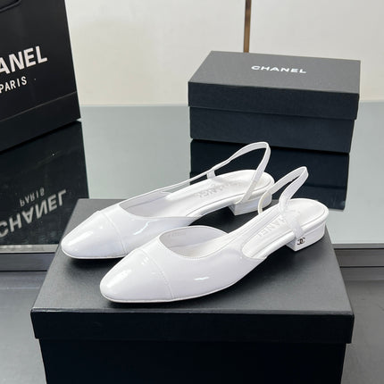 CC SLINGBACK 25S 25 MM IN WHITE GLOSSY LEATHER