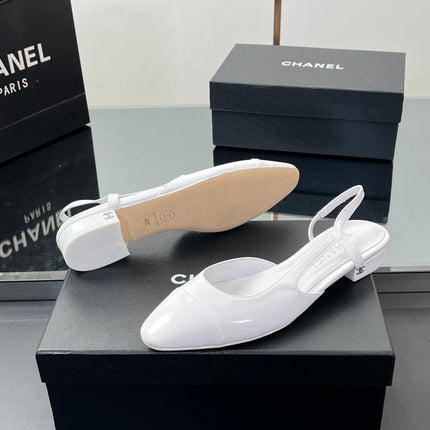 CC SLINGBACK 25S 25 MM IN WHITE GLOSSY LEATHER