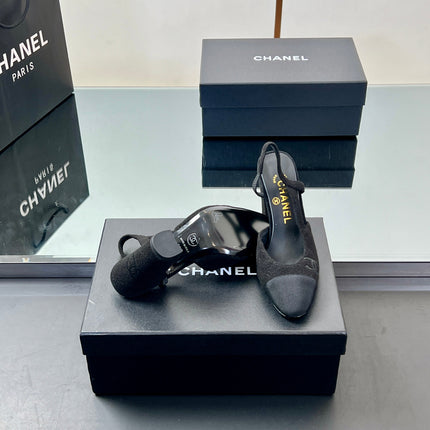 CC SLINGBACK 25S 95 MM IN BLACK SUEDE