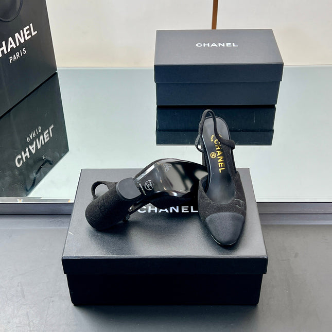 CC SLINGBACK 25S 95 MM IN BLACK SUEDE