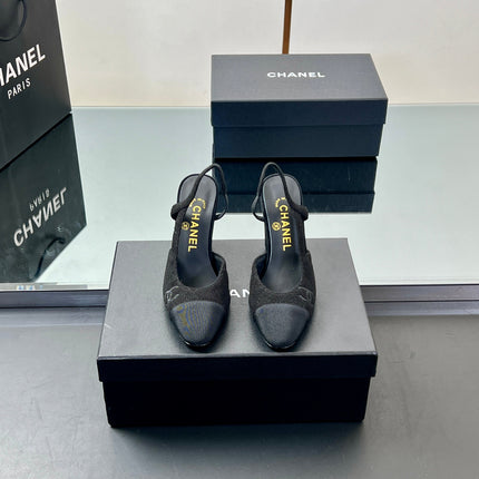 CC SLINGBACK 25S 95 MM IN BLACK SUEDE