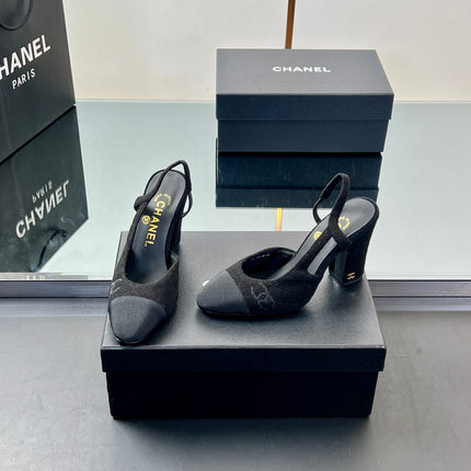 CC SLINGBACK 25S 95 MM IN BLACK SUEDE