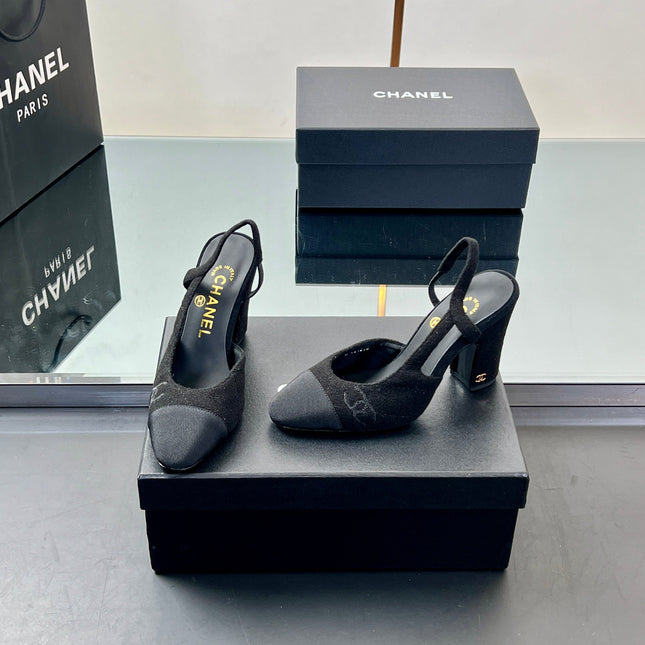 CC SLINGBACK 25S 95 MM IN BLACK SUEDE