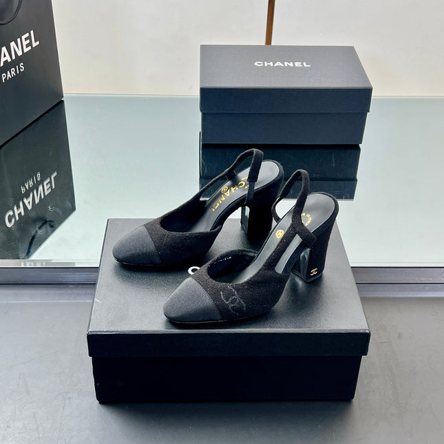 CC SLINGBACK 25S 95 MM IN BLACK SUEDE