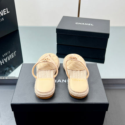 FLIP-FLOPS IN BEIGE LAMBSKIN WITH RAFFIA