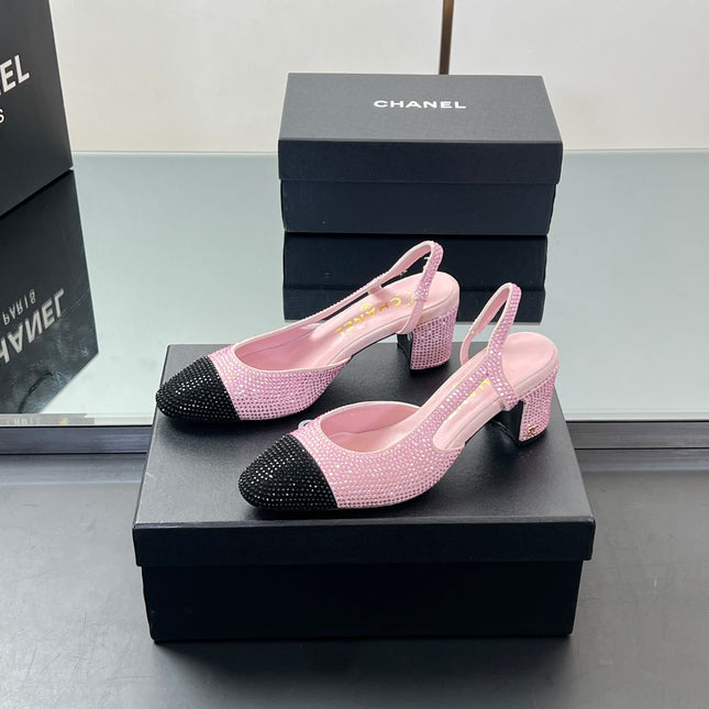 CC SLINGBACK 25S 65 MM IN PINK AND BLACK CRYSTALS