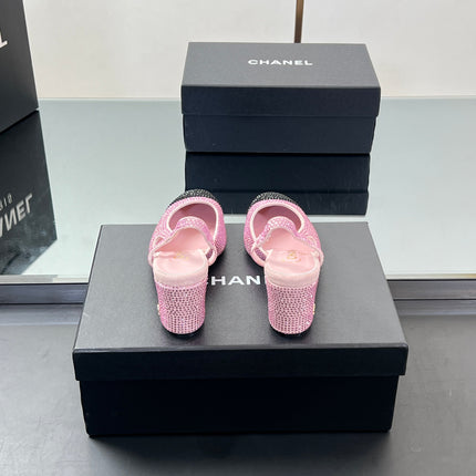 CC SLINGBACK 25S 65 MM IN PINK AND BLACK CRYSTALS