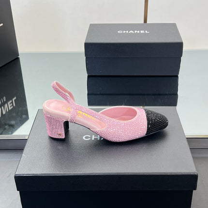 CC SLINGBACK 25S 65 MM IN PINK AND BLACK CRYSTALS