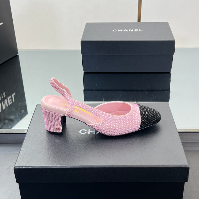 CC SLINGBACK 25S 65 MM IN PINK AND BLACK CRYSTALS