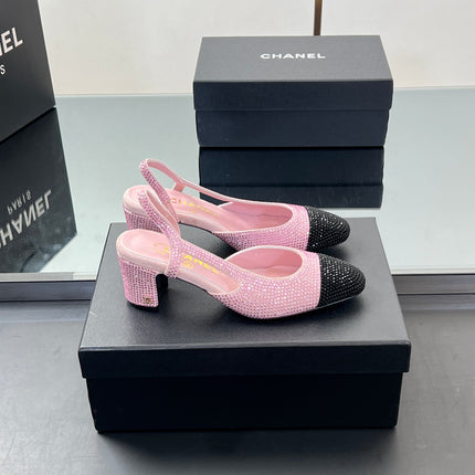 CC SLINGBACK 25S 65 MM IN PINK AND BLACK CRYSTALS