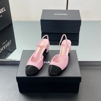 CC SLINGBACK 25S 65 MM IN PINK AND BLACK CRYSTALS