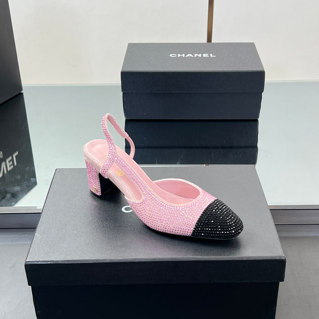 CC SLINGBACK 25S 65 MM IN PINK AND BLACK CRYSTALS