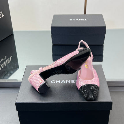 CC SLINGBACK 25S 65 MM IN PINK AND BLACK CRYSTALS