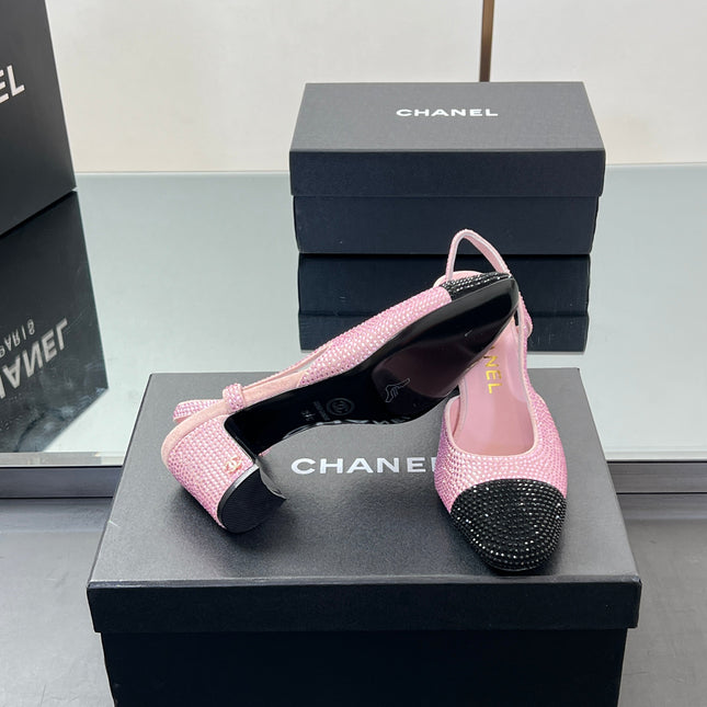 CC SLINGBACK 25S 65 MM IN PINK AND BLACK CRYSTALS