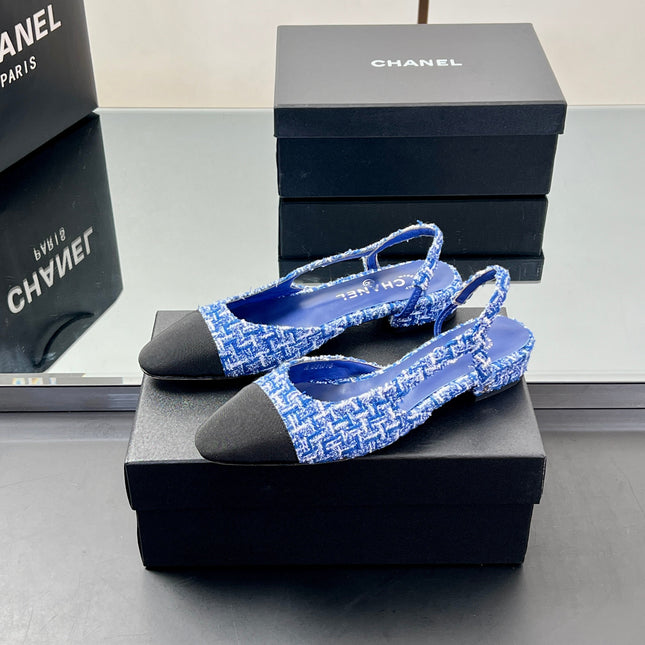 CC SLINGBACK 25S 25 MM IN COBALT BLUE TWEED