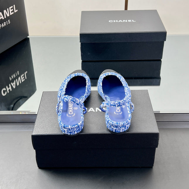 CC SLINGBACK 25S 25 MM IN COBALT BLUE TWEED