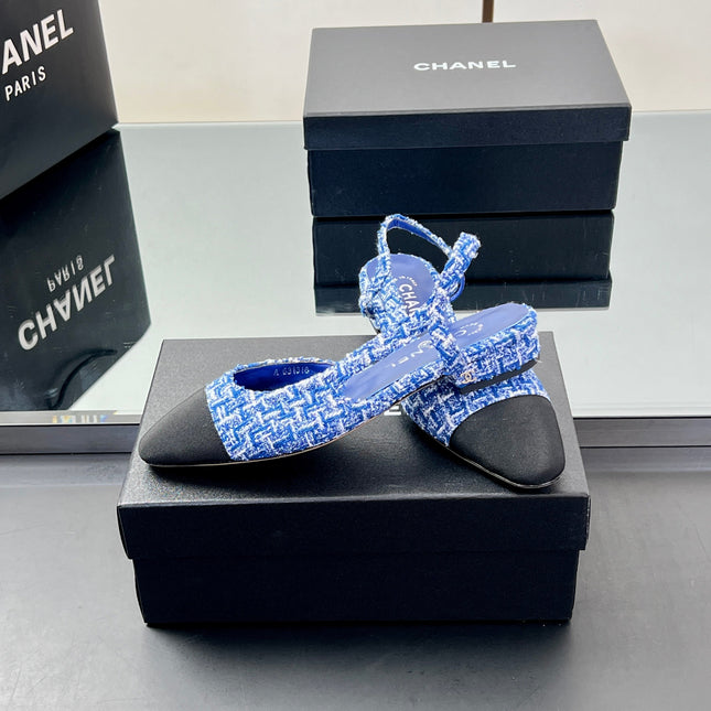 CC SLINGBACK 25S 25 MM IN COBALT BLUE TWEED