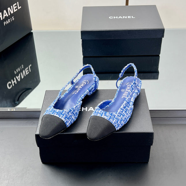 CC SLINGBACK 25S 25 MM IN COBALT BLUE TWEED
