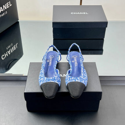 CC SLINGBACK 25S 25 MM IN COBALT BLUE TWEED