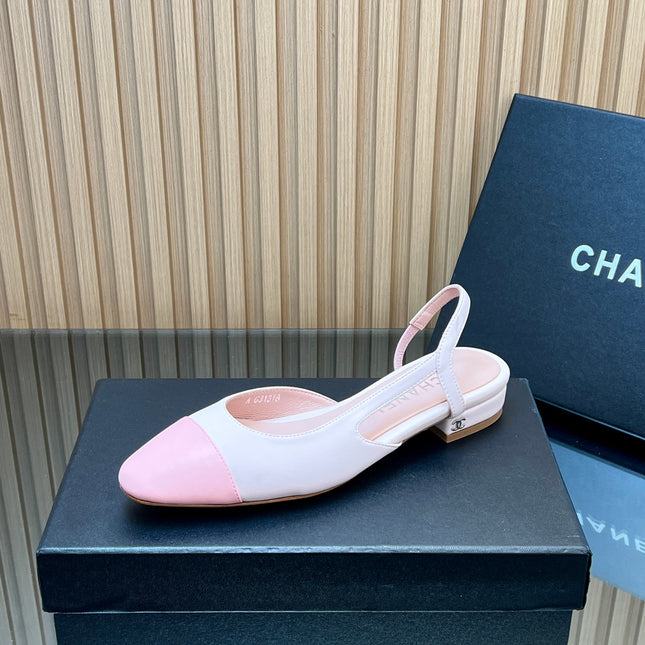 CHANEL 25S SLINGBACK SHOE FLATS IN LIGHT PINK CALFSKIN