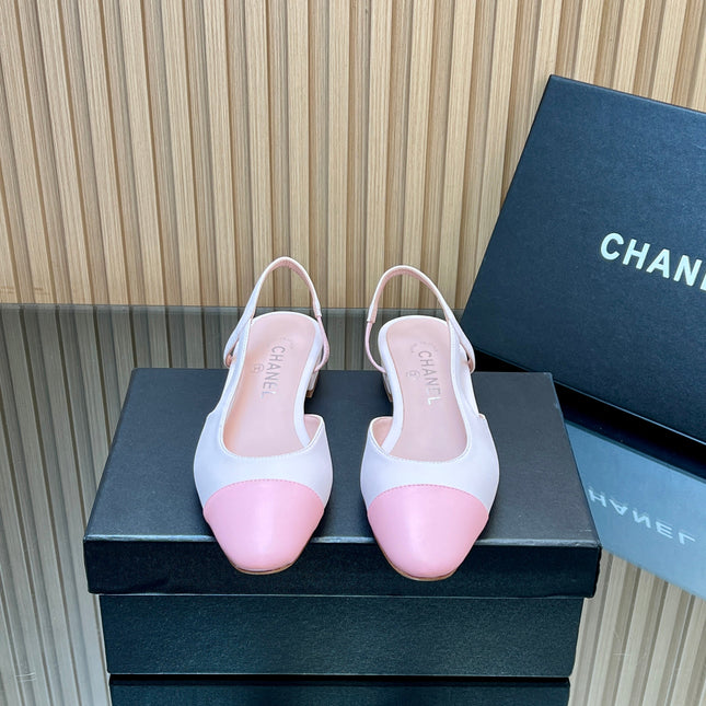 CHANEL 25S SLINGBACK SHOE FLATS IN LIGHT PINK CALFSKIN