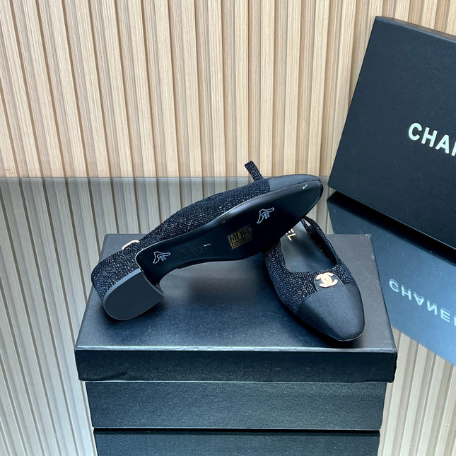 CHANEL 25S SLINGBACK SHOE 45MM IN BLACK TWEED