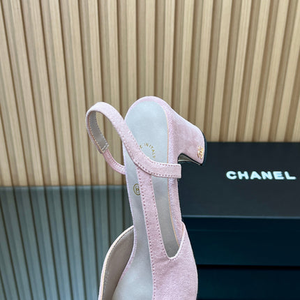 CHANEL 25S SLINGBACK SHOES IN PINK BABY AND BLACK SUEDE