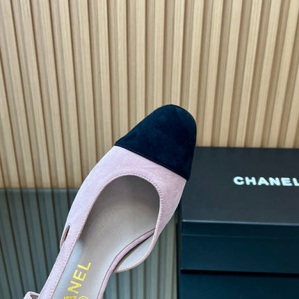 CHANEL 25S SLINGBACK SHOES IN PINK BABY AND BLACK SUEDE