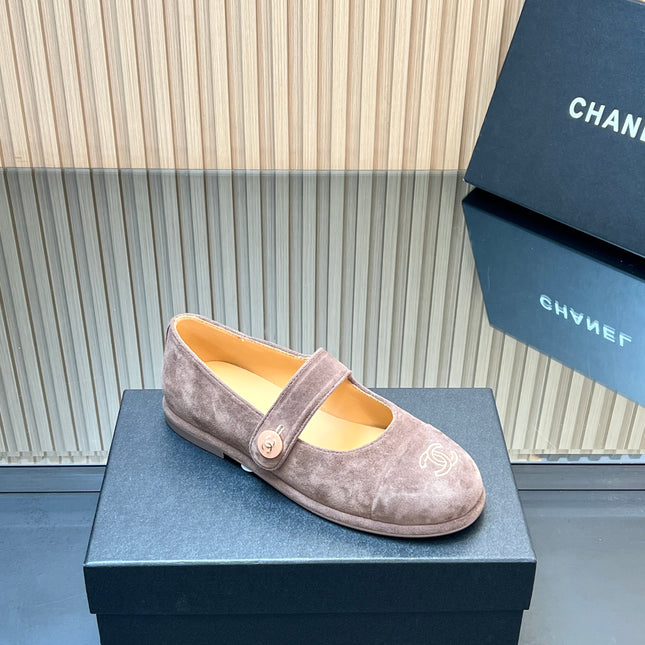 CHANEL 25S DOUBLE-STRAP MARY JANE SHOES IN TAUPE GRAY SUEDE