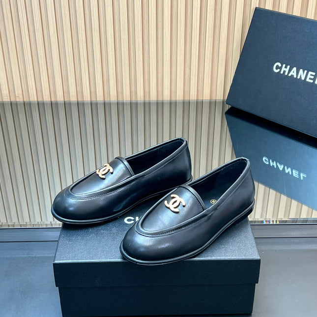 CHANEL 25S TEDDY LOAFER 15MM IN BLACK CALFSKIN GOLD HARDWRE