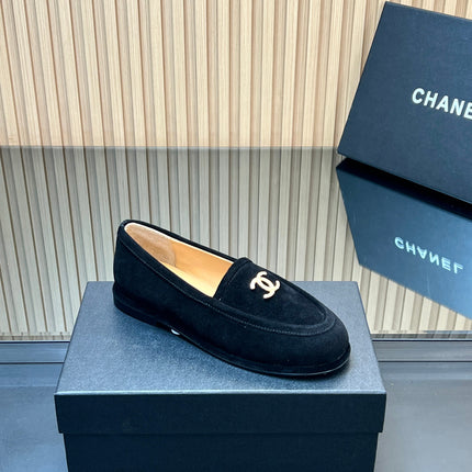 CHANEL 25S TEDDY LOAFER 15MM IN BLACK SUEDE