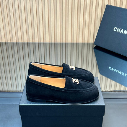 CHANEL 25S TEDDY LOAFER 15MM IN BLACK SUEDE