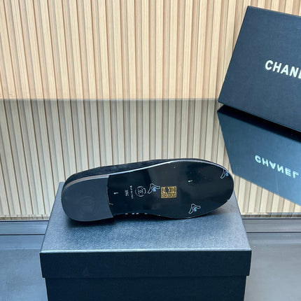 CHANEL 25S TEDDY LOAFER 15MM IN BLACK SUEDE