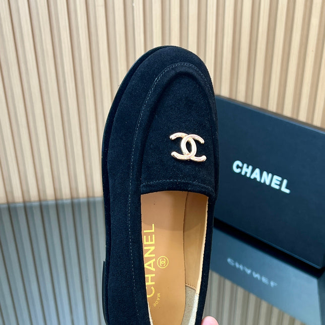 CHANEL 25S TEDDY LOAFER 15MM IN BLACK SUEDE
