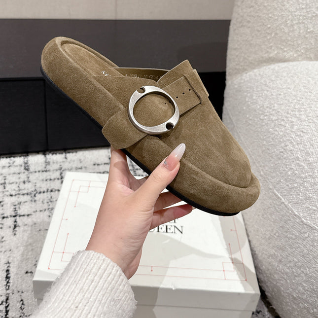 ARC CLOG MULES IN BROWN SUEDE