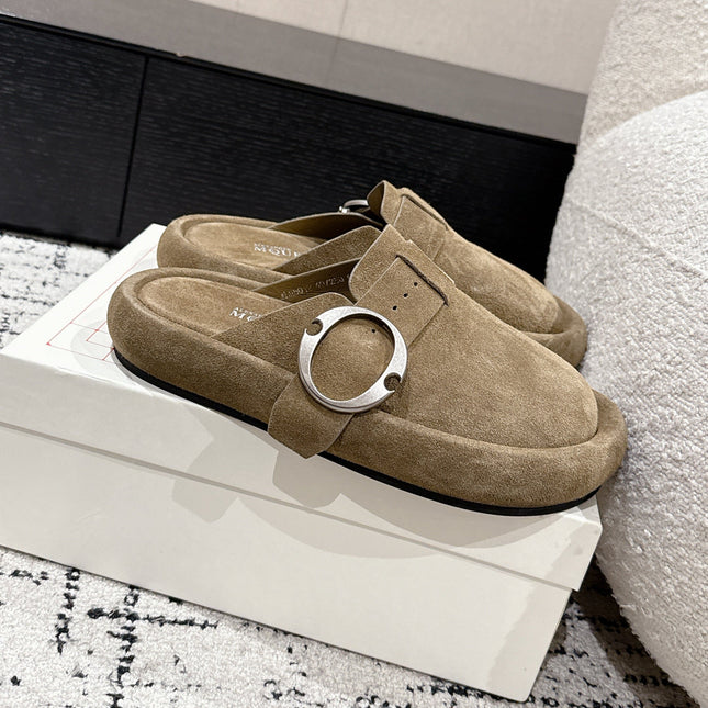 ARC CLOG MULES IN BROWN SUEDE