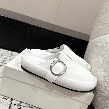 ARC CLOG MULES IN WHITE LAMBSKIN