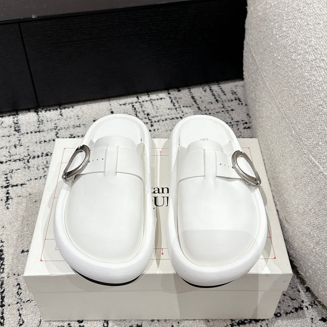 ARC CLOG MULES IN WHITE LAMBSKIN