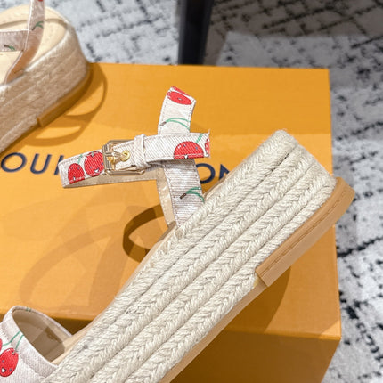 LV PLATFORM ESPADRILLE SANDALS 25S IN NUDE DENIM