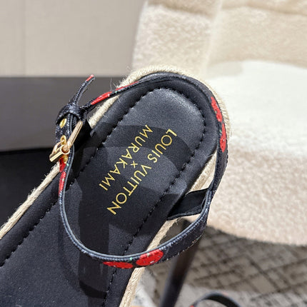 LV PLATFORM ESPADRILLE SANDALS 25S IN NAVY BLUE DENIM