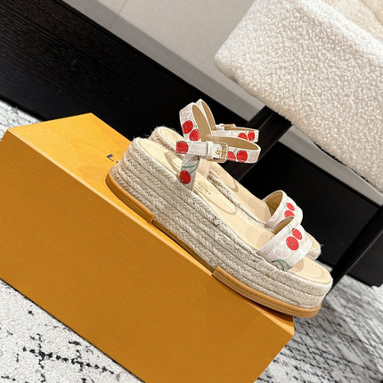 LV PLATFORM ESPADRILLE SANDALS 25S IN NUDE DENIM