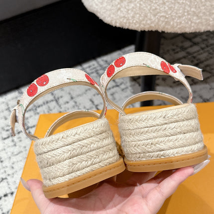 LV PLATFORM ESPADRILLE SANDALS 25S IN NUDE DENIM