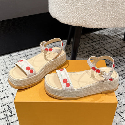 LV PLATFORM ESPADRILLE SANDALS 25S IN NUDE DENIM