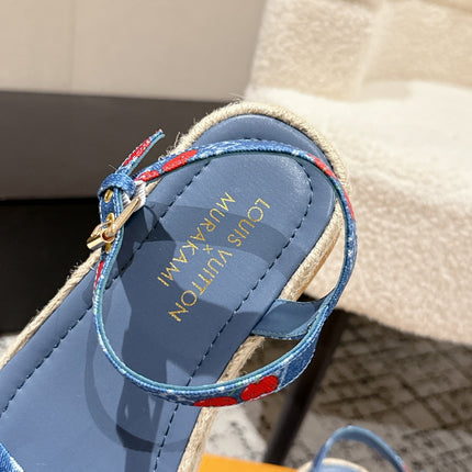 LV PLATFORM ESPADRILLE SANDALS 25S IN BLUE DENIM